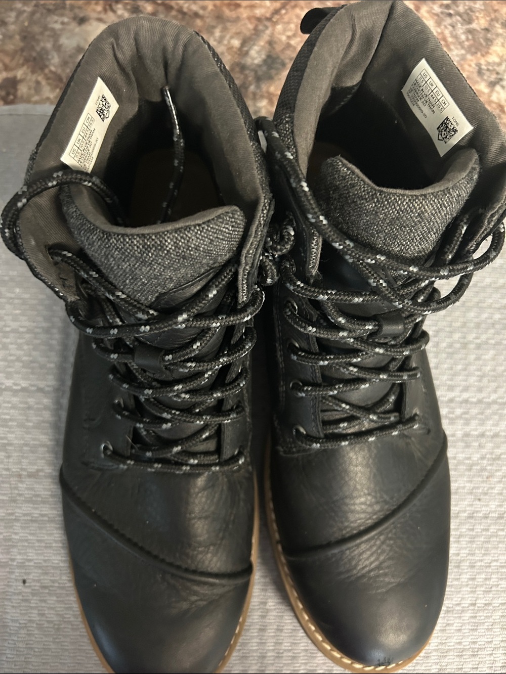 Toms Men's Black Lace-Up Leather Hiking Boots